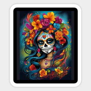 Mexican Tradition: Colorful Sugar Skull Makeup Sticker